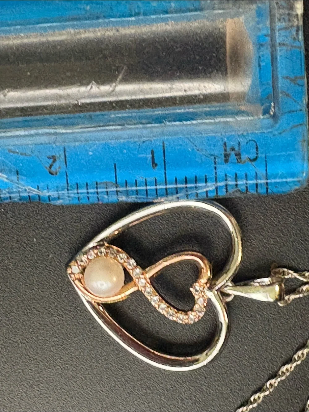 Two-Tone Heart Diamond & Pearl Infinity Necklace - Gold and Silver